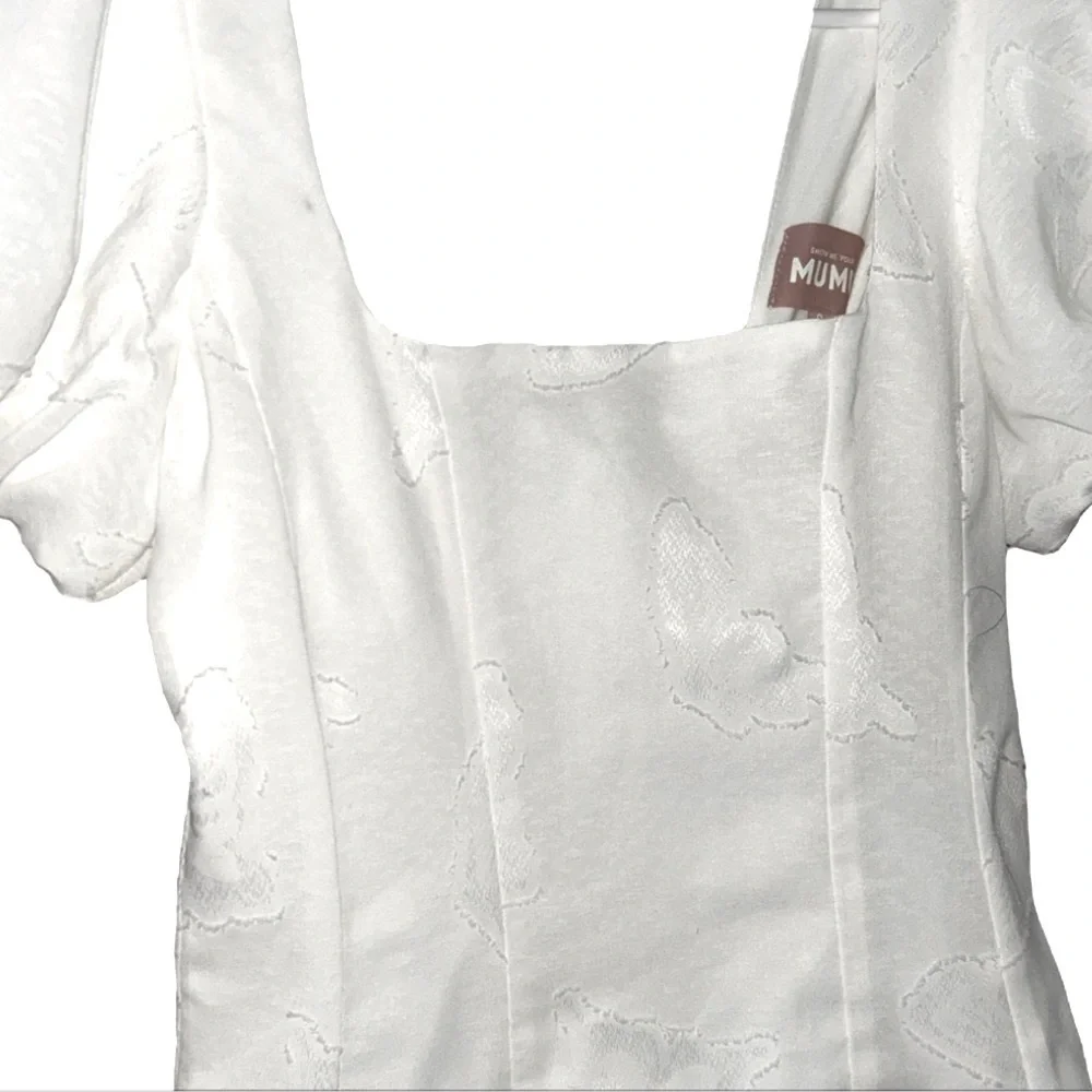 NWOT Show Me Your Mumu Mia Dress in white with butterfly stitch size Small